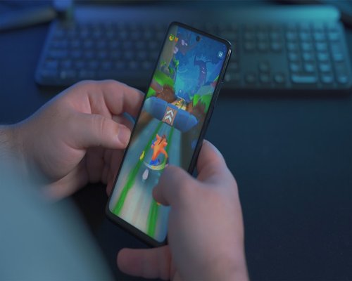 Smartphone showing fictional Skyline Logic Prototype game